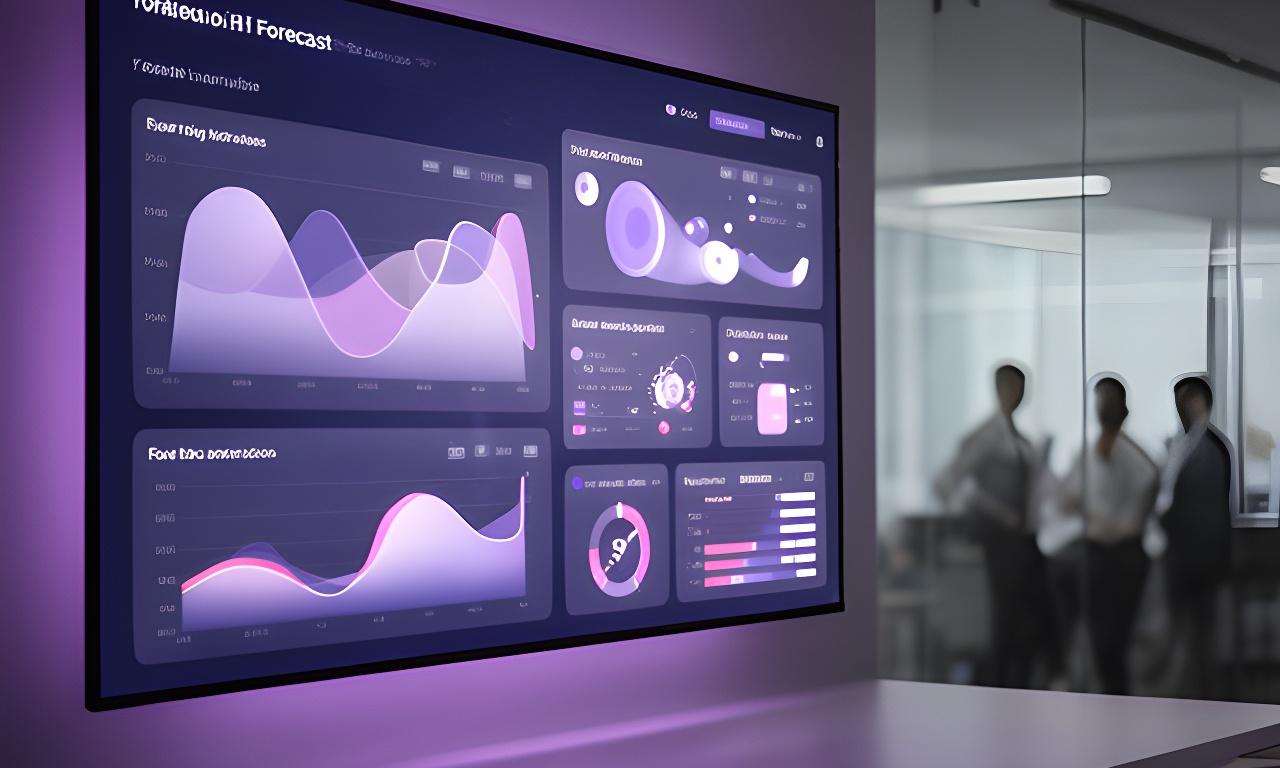 AI analytics dashboard on an office screen